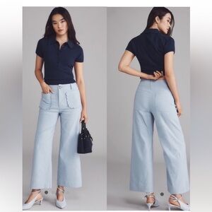 Maeve Light Blue High-Waist Wide-Leg Pants